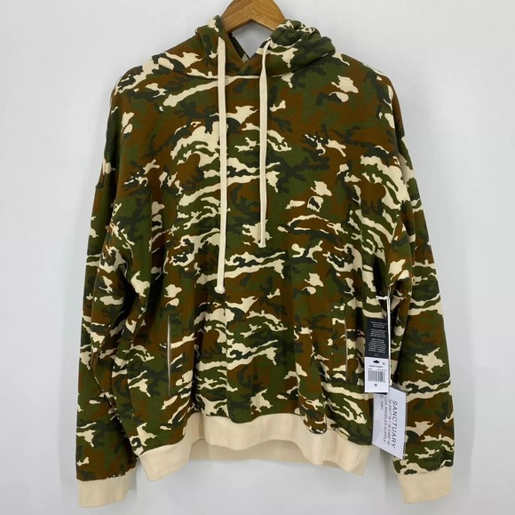 Sanctuary Hoodie Men's Size M Green Camouflag Camo Pullover Pockets New NWT - Picture 1 of 10